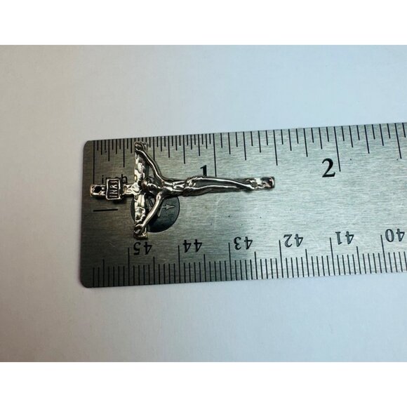 Sterling Silver 925 Textured Crucifix Pendant Oxidized Hammered Finish Religious - Picture 8 of 11